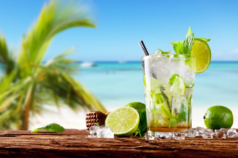 tropical drink, cool, ice, bar - Drink Establishment, drinking Glass, ice Cube, water, caipirinha, pint, horizon over water, backgrounds, vodka, beach