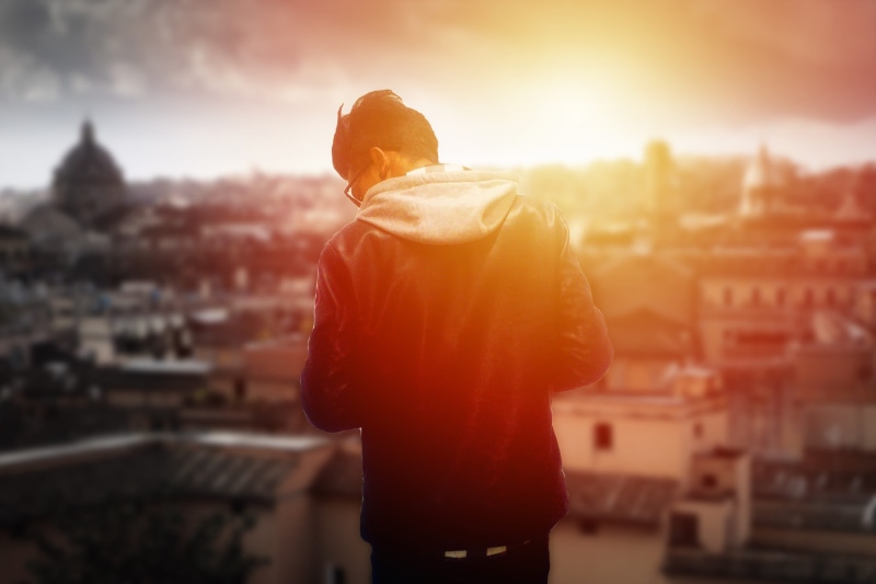 built structure, focus on foreground, nature, three quarter length, building exterior, real people, golden, cityscape, adults only, shine, sky, man, sunset