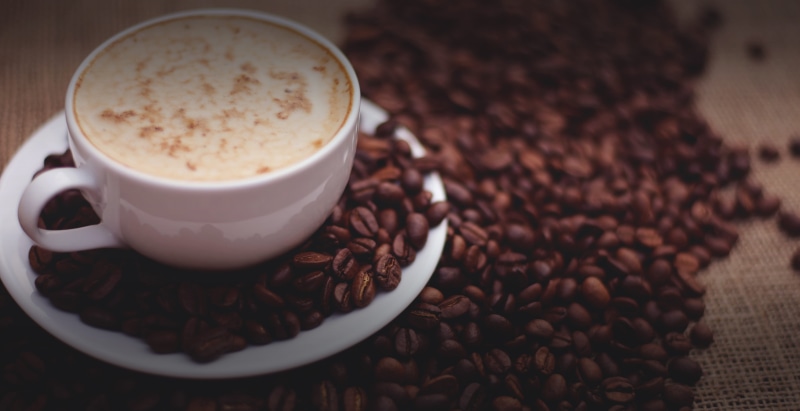 non-alcoholic beverage, cup, mocha, surrounded, near, food, table, coffee, temptation, food and drink, coffee Cup, freshness, wood - Material, coffee - Drink