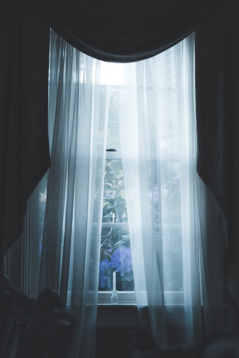 no people, window shade, built structure, room, architecture, religion, home interior, windowpane, human representation, covered, day, glass, dark, shadow
