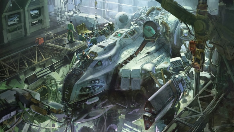 production line, abandoned, factory, junkyard, artwork, machine part, mode of transportation, machinery, spaceship, no people, manufacturing equipment
