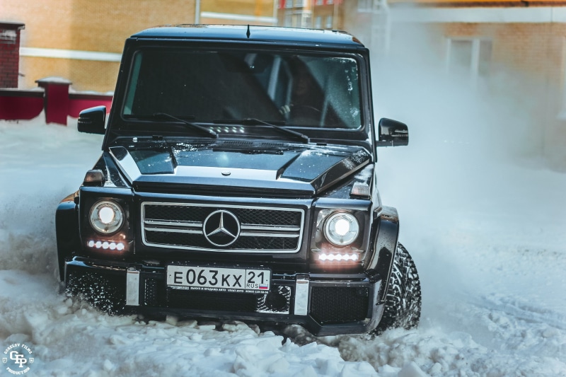 All-terrain vehicles, before, land Vehicle, GORELOV FILMS PRODUCTION, benz, speed, white color, class, ontario - Canada, winter, snowing, retro styled