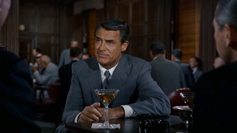 North by Northwest, mature men, suit, martini, headshot, refreshment, 720P, adult, drink, happy hour, Cary Grant, nightlife, well-dressed, glass, cocktail