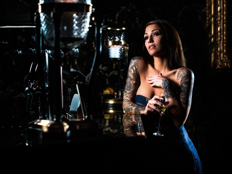 drink, bartender, wine, happy hour, nightclub, dark, alcohol, nightlife, refreshment, 1080P, cocktail, young adult, indoors, women, tattoo, hairstyle