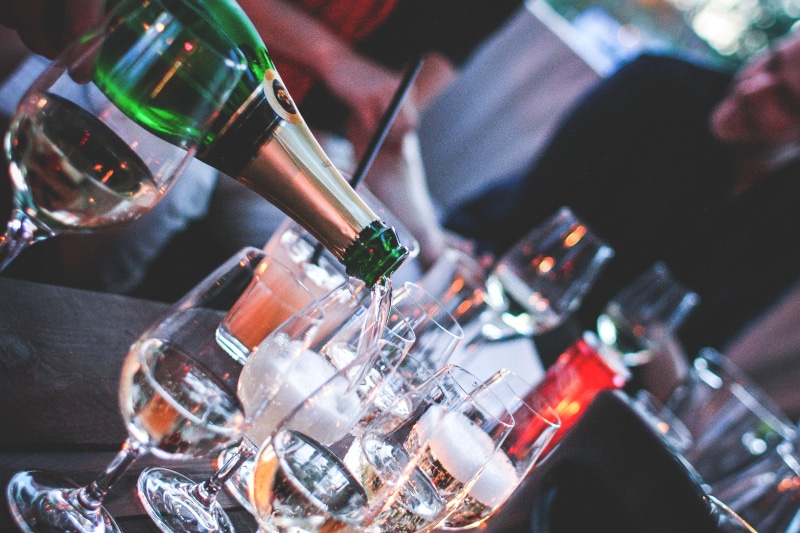 industry, close-up, technology, happy hour, drink, human hand, day, finger, glass, people, focus on foreground, Pouring, wine, alcohol, tilt, bar - Drink Establishment