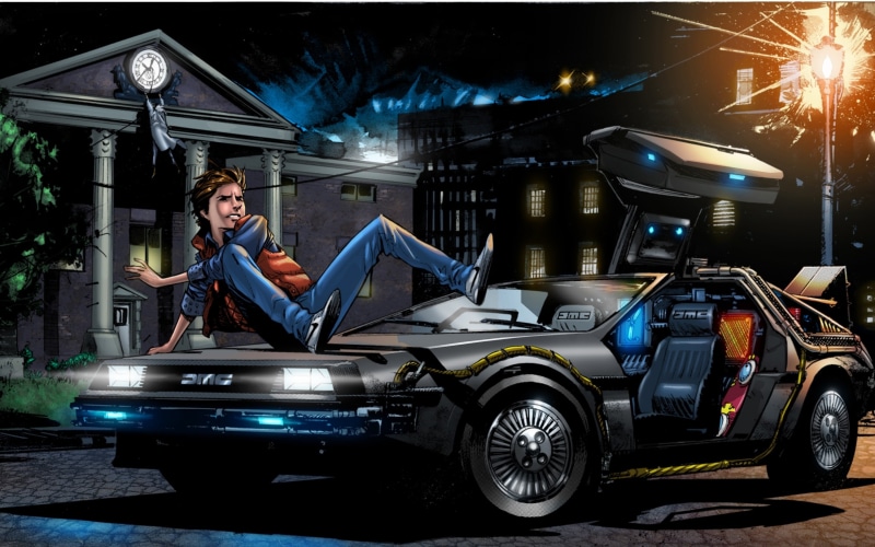illustration, gmc, back to the future 4, delorean, moves 2014, back, marty mcfly, art, future, 2014 moves, 2K, gray