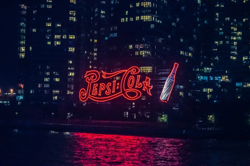 tower, downtown, night life, lighting, red, black, architecture, outdoors, building exterior, spire, symbol, reflection, text, metropolis, steeple, communication