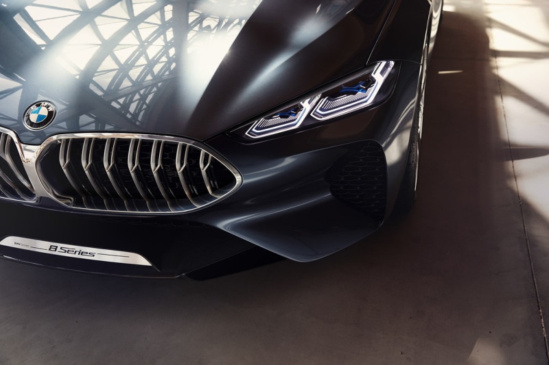 steel, chrome, wheel, luxury, headlight, shiny, metal, BMW 8 series, reflection, mode of transportation, wealth, land vehicle, tire, car, modern, silver colored