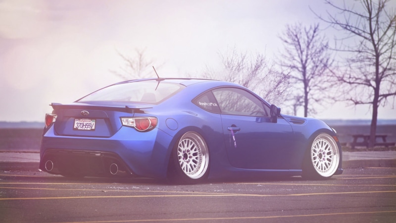 plant, bare tree, outdoors, tree, street, day, tuning, 1080P, retro styled, subaru, sky, coupe, Subaru BRZ, no people, WRX STI, land vehicle, city, blue