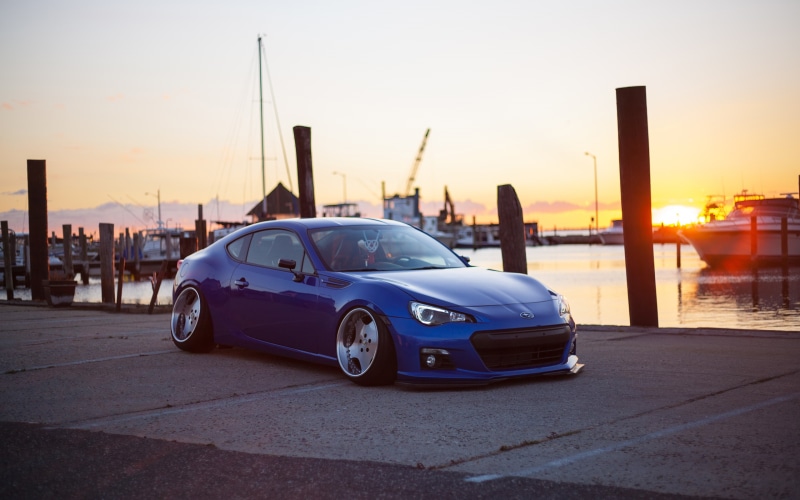 cars, 2K, sunset, coupe, slammed, vip, blue, subaru, hd, brz, style