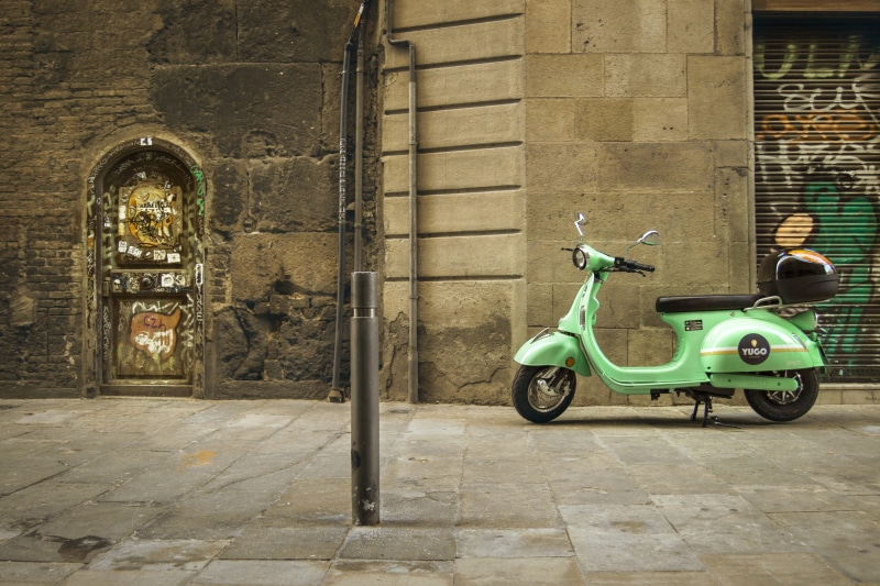 parking, 5K, flagstone, art and craft, architecture, day, building exterior, no people, street, door, footpath, city, transportation, vespa, walkway, wheel