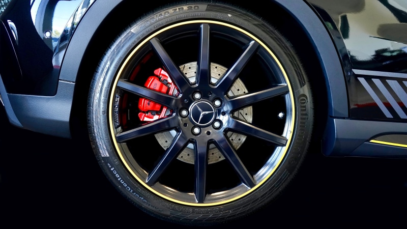 tire, silver, spoke, rim, benz, land vehicle, stainless, Car, 5K, Alloy Wheel, mercedes benz, red, mode of transportation, Alloy, transportation, tyre