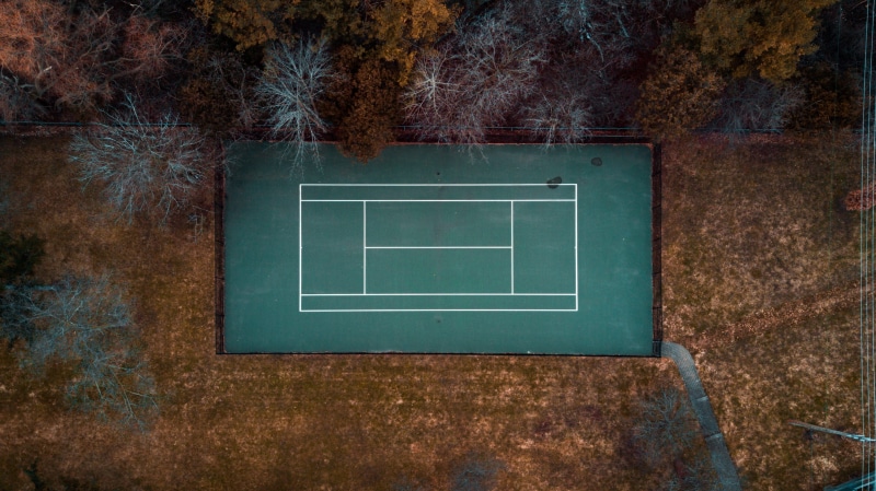 basketball, fall, green, growth, no people, architecture, autumn, block, tenni, 2K, built structure, photography, wood - material, tree, grass, white