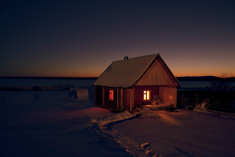 scenics - nature, beauty In Nature, illuminated, the light in the window, sunlight, travel Destinations, water, frost, bath, Russia, vacations, house, land