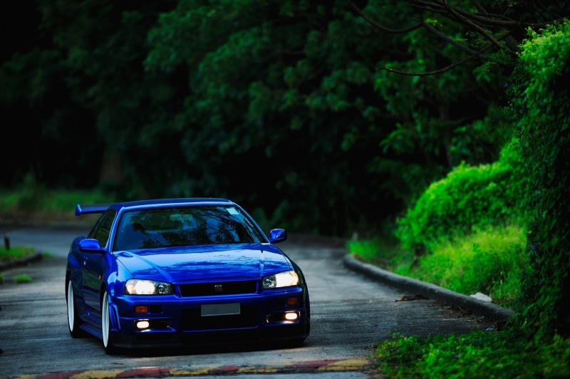 view, hd, nissan, gtr, wa, art, Blue, 720P, skyline, cars, r, x, front