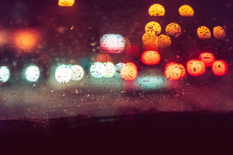 nature, transportation, bokeh, city, car window, rainy, raindrops, drop, car, 4K, windshield, weather, rain, illuminated, rainy season, evening, city lights