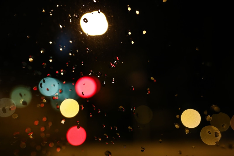 lights, lighting equipment, indoors, rain, multi colored, raindrops, backgrounds, wet, defocused, window, dark, no people, shiny, food and drink, illuminated