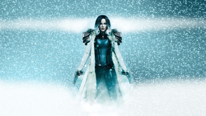 motion, extreme weather, snowing, Kate Beckinsale, cold temperature, rain, full length, blizzard, warm clothing, snow, 1080P, front view, winter, Underworld: Blood Wars