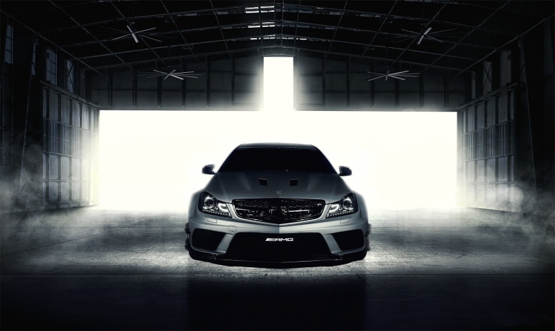 Black Series, 1080P, C63, AMG, silvery, Fernandez World Photography, silver, Mercedes-Benz, front, hangar, Mercedes Benz, C-Class