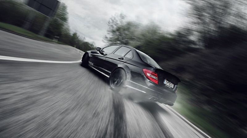 Drift, Black, C63, 1080P, Road, AMG, Motion, Tuning, Mercedes-Benz, Smoke