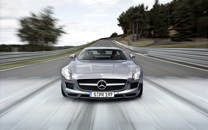 the way forward, Mercedes-AMG, Mercedes-Benz SLS AMG, transportation, 1080P, no people, silver cars, benz, motor vehicle, road marking, road trip, sky