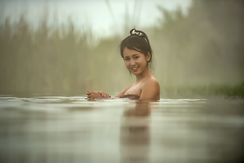 water, lifestyles, outdoors, 720P, smiling, swimming, beautiful woman, young women, Asian, leisure activity, nature, headshot, Thailand, one person, wet