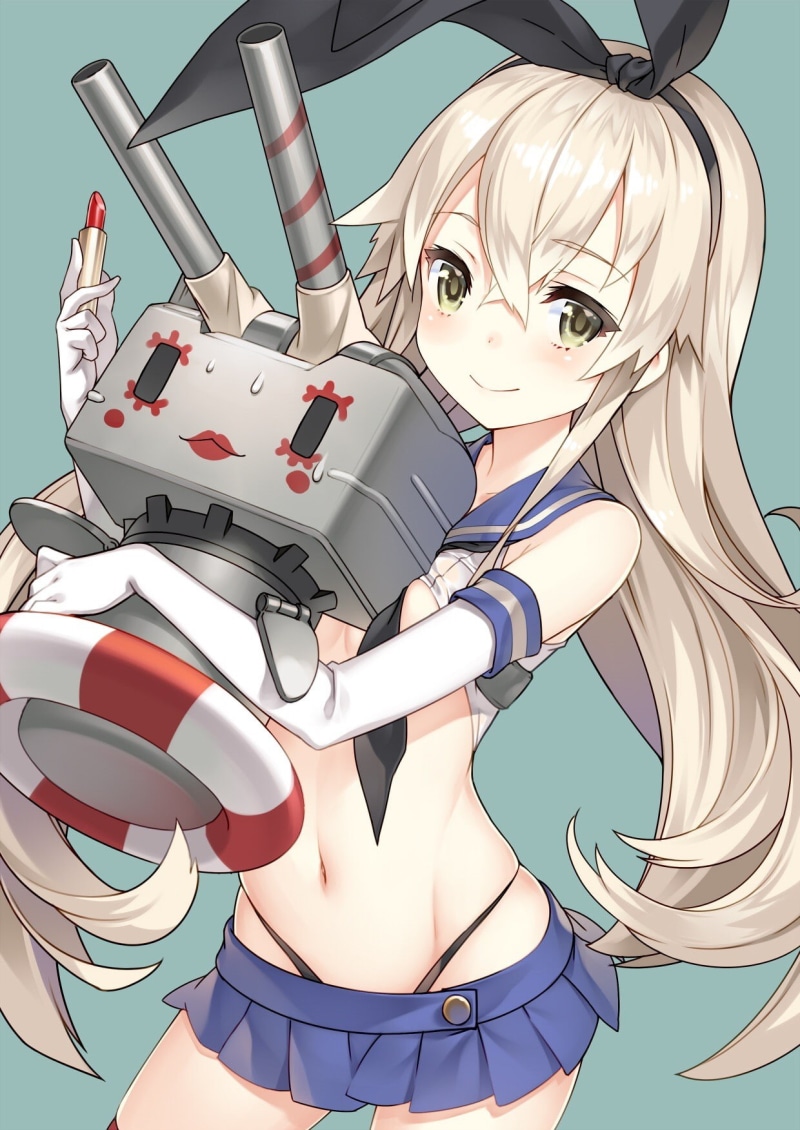 skirt, animal ears, anime, green eyes, bunny ears, 720P, blonde, anime girls, Kantai Collection, long hair, Shimakaze (Kancolle)