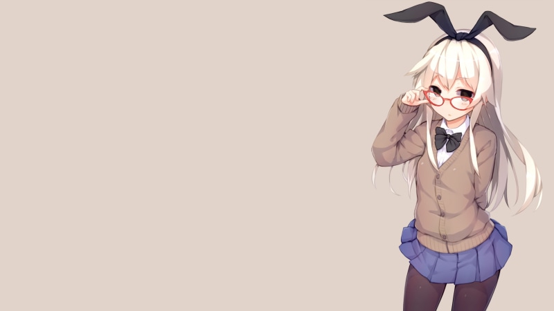 Kantai Collection, Shimakaze (Kancolle), women, three quarter length, long hair, fun, bunny ears, one person, representation, child, copy space, studio shot