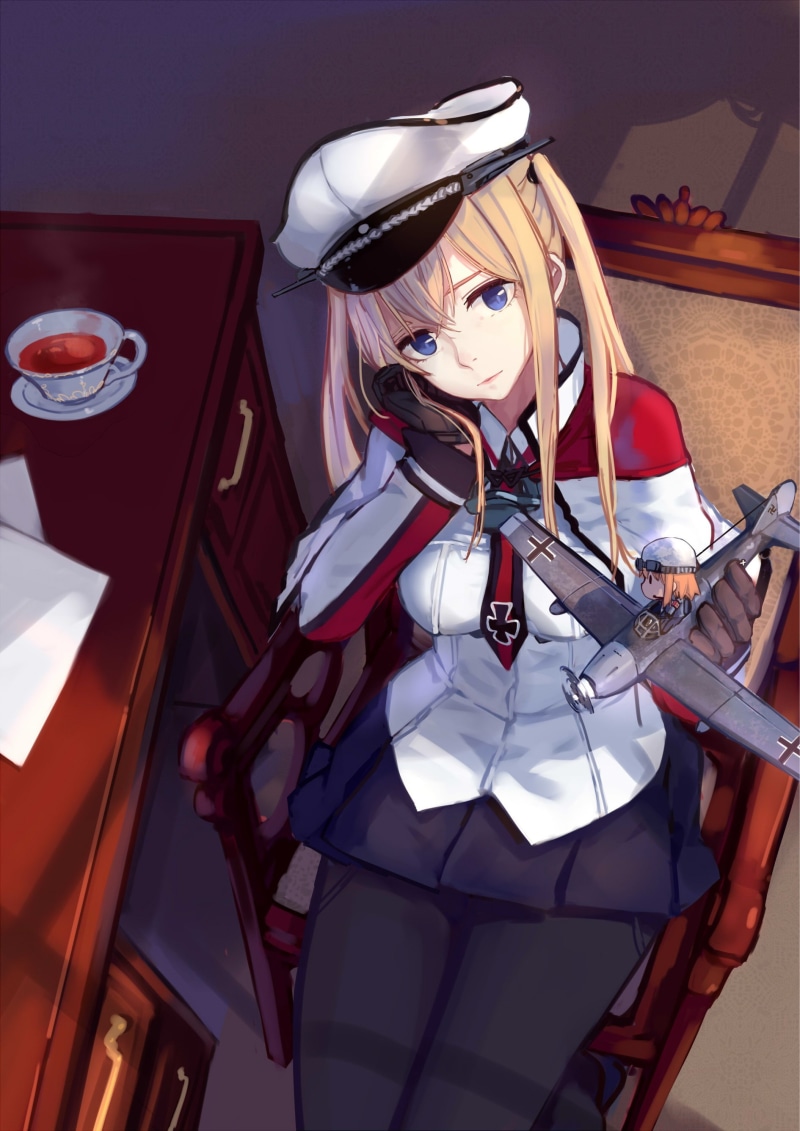 arts culture and entertainment, technology, young adult, Graf Zeppelin (KanColle), skirt, clothing, blonde, females, looking at camera, portrait, one person