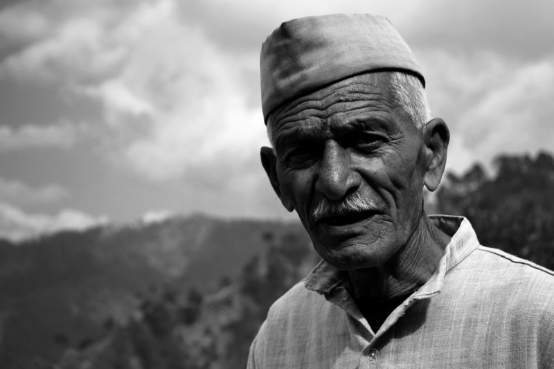 collared, old age, india, button, looking, lonely, wrinkled, men, old, sky, contemplation, outdoors, man, landscape, farmer, black And White, 4K, males