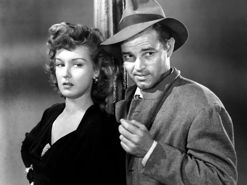 two people, photo, 1080P, tom neal, actor, picture, teenage boys, men, ann savage, clothing, young men, woman, retro styled, studio, cinema, monochrome