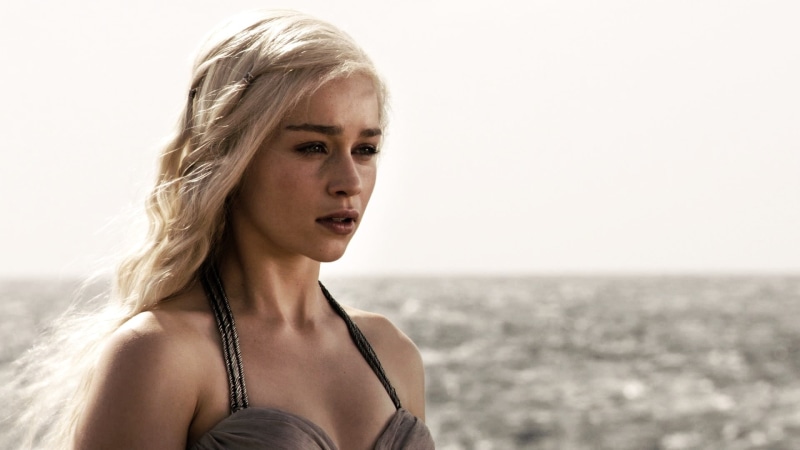 women, sea, Game of Thrones, beautiful people, human hair, water, young adult, 1080P, beautiful woman, long hair, hair, Emilia Clarke, outdoors, beach