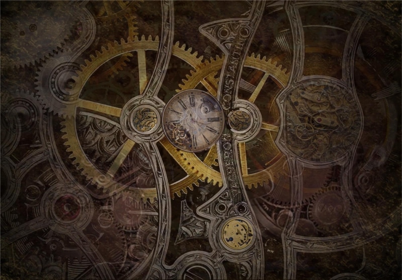 area, architecture, creativity, place of worship, gears, floral, the past, antique, ceiling, mural, pattern, indoors, history, black, watch, directly below
