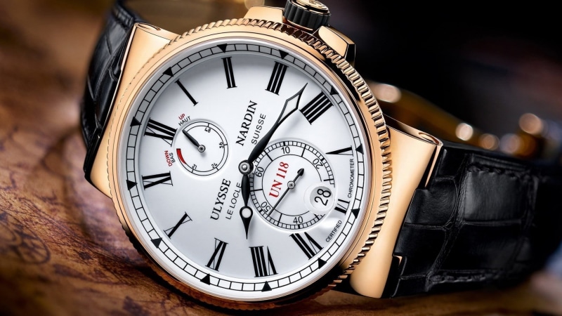 1080P, Ulysse Nardin, chronograph, indoors, fashion, wealth, silver colored, leather, close-up, colored, number, luxury watches, instrument of time, silver