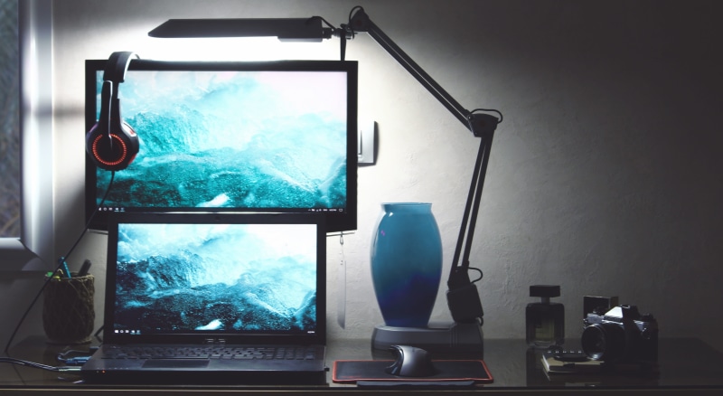 lighting equipment, Setup, tv, animal, display, television, desk, absence, camera, pc, gamer, indoors, illuminated, day, window, transparent, education