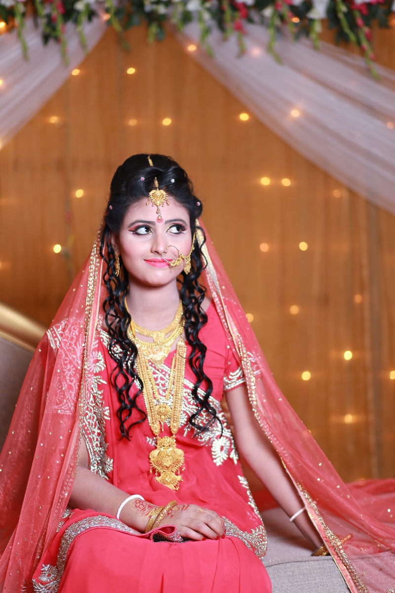 beautiful woman, 5K, indian, traditional wear, photoshoot, adult, glamour, person, facial expression, curly, sitting, pretty, leisure activity, veil, beautiful