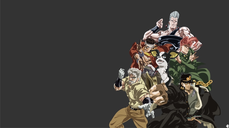 4K, Joseph Joestar, Mohammed Avdol, Jean Pierre Polnareff, Noriaki Kakyoin, JoJos Bizarre Adventure, Iggy, Jotaro Kujo