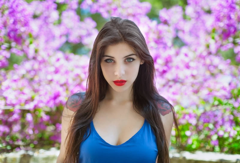 flowers, woman, portrait, 1080P, beautiful, bokeh