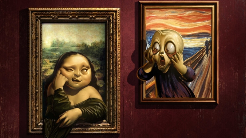 human representation, frame, real people, Screaming, art and craft, artwork, one person, lifestyles, window, wall - building feature, Edvard Munch, sculpture