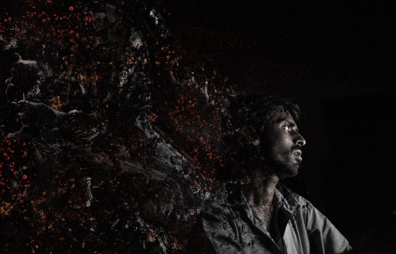 photoshop, looking up, black, hairstyle, screen background, course, abstract, pattern, creativity, contemplation, brush, art, one person, dreadlocks, dark