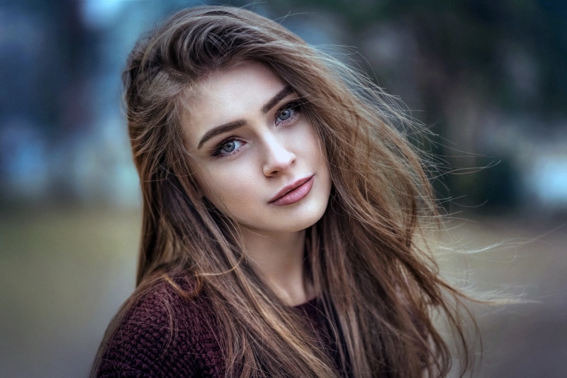 model, neck, straight hair, outdoors, cerulean eyes, face, Martin Kühn, close up, beauty, lips, looking at viewer, human face, women, human hair, teenager