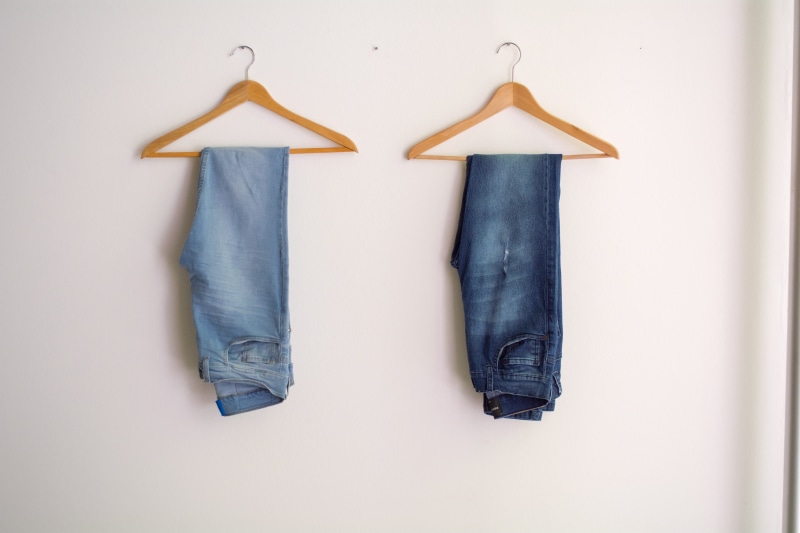 room, wardrobe, denim, 5K, blue jeans, white background, clothes, pants, people, wall, hanging, button down shirt, top - garment, indoors, domestic life