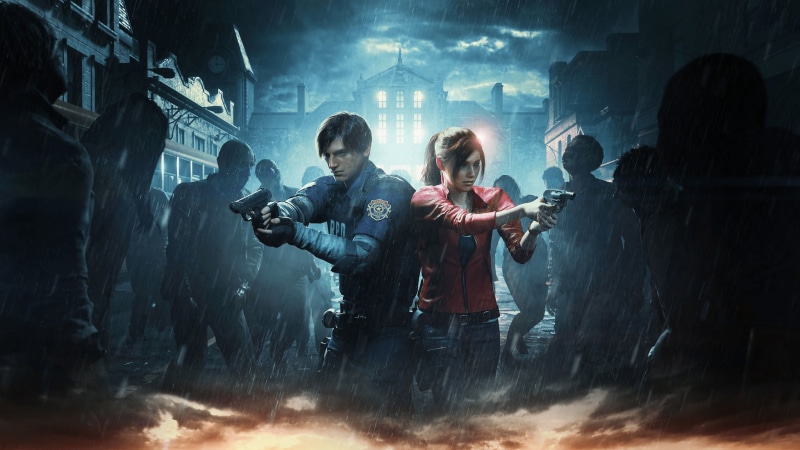 women, adult, 2019 games, 1080P, young men, resident evil 2, young women, casual clothing, standing, holding, females, claire redfield, games, leon kennedy