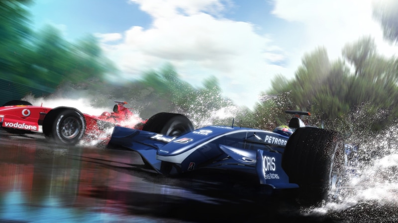 nature, two, red, speed, water, blurred motion, transportation, race, land vehicle, mode of transportation, cars, 1080P, plant, wheel, car, williams, nautical vessel