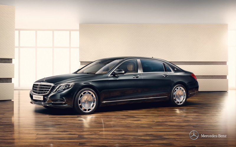car, retro styled, Mercedes-Benz, Maybach, reflection, flooring, S-class, mode of transportation, metal, convertible, indoors, built structure, new, elegance