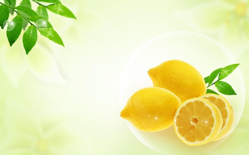 1080P, slice, 3d and abstract, yellow, leaf, lemon, food, 3d, fruits