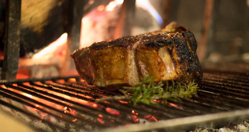 tuscany, meat, steak, grilled, wood, beef, freshness, rosemary, grid, indoors, cooking, fire, barbecue Grill, roasted, herb, fiorentina, basil, flame, fire - Natural Phenomenon