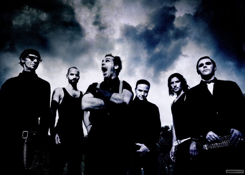 standing, hard rock, men, Richard Z. Kruspe, Christian "Flake" Lorenz, looking at camera, rock, people, cheerful, industrial metal, Oliver Riedel, Oliver "Lars" Riedel
