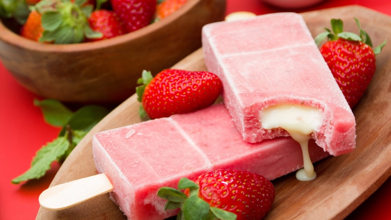 strawberry, cream, dessert, frozen dessert, 4K, dairy product, ice cream