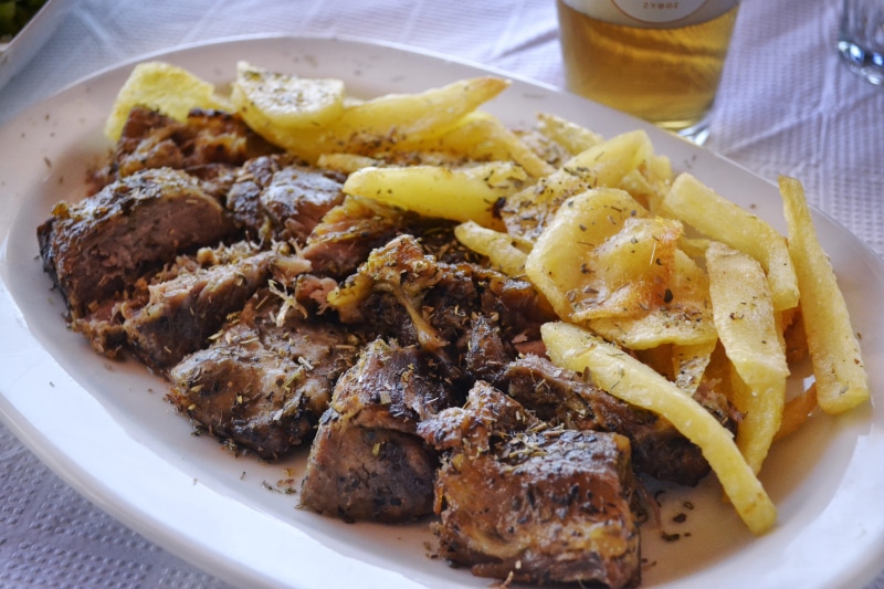 fatty, tasty, Plated, lunch, food photography, unhealthy eating, Chips, plate, delicious, pork dish, french Fries, vegetable, ready-to-eat, Food, serving size